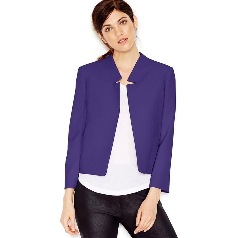 RACHEL Rachel Roy Purple Open-Front Collarless Blazer